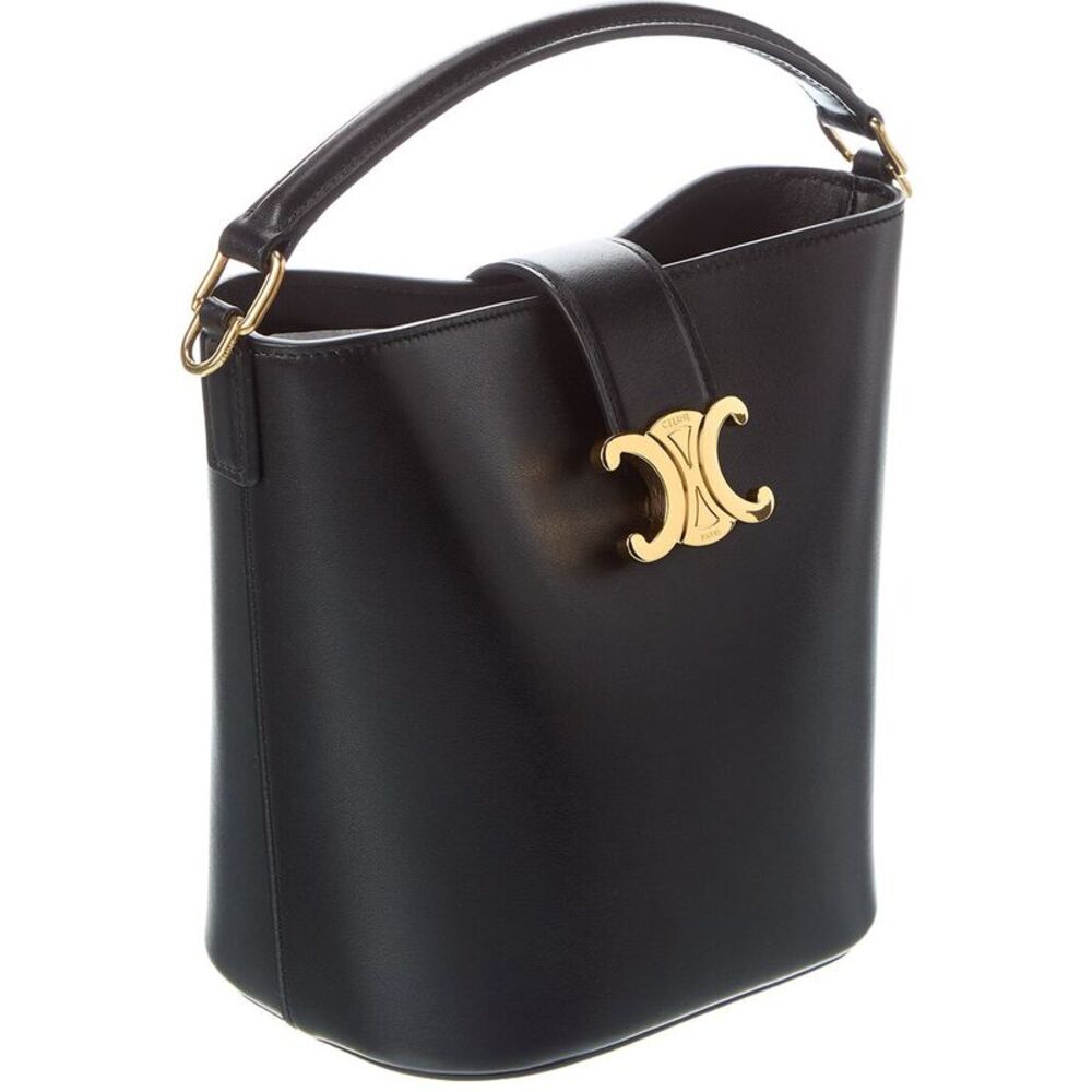 Celine Louise Small Leather Bucket Bag, Black - Picture 3 of 4